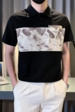 短袖POLO衫夏季翻领T恤2024新款男装上衣拼接口袋重磅半袖PL07P58，男装Polo衫，电商D323（原B261）