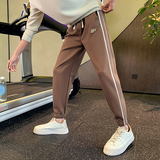 哈伦卫裤男宽松裤子秋冬季设计感拼接束脚运动裤厚款长裤子K16P65，男装休闲裤，电商D323（原B261）