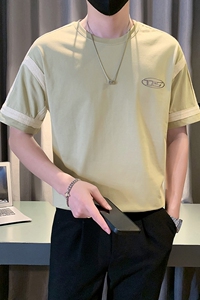 绿色T恤潮牌男装短袖痞帅设计感小众上衣夏季高级感半袖 TX09P48图片