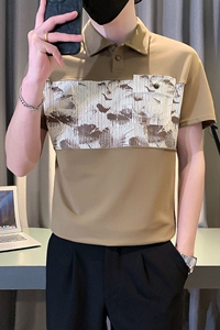 时尚拼接POLO衫男潮流痞帅男士翻领短袖夏季新款上衣 PL07-P58图片
