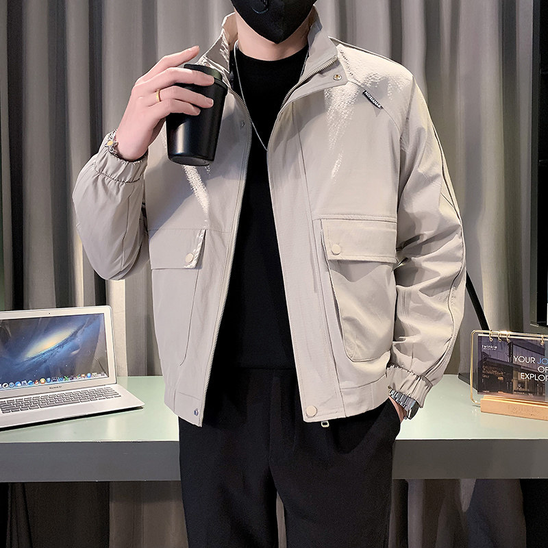 休闲夹克男潮牌痞帅百搭工装短款外套2024新款立领褂子JK11-P90,男装夹克,电商D323（原B261）