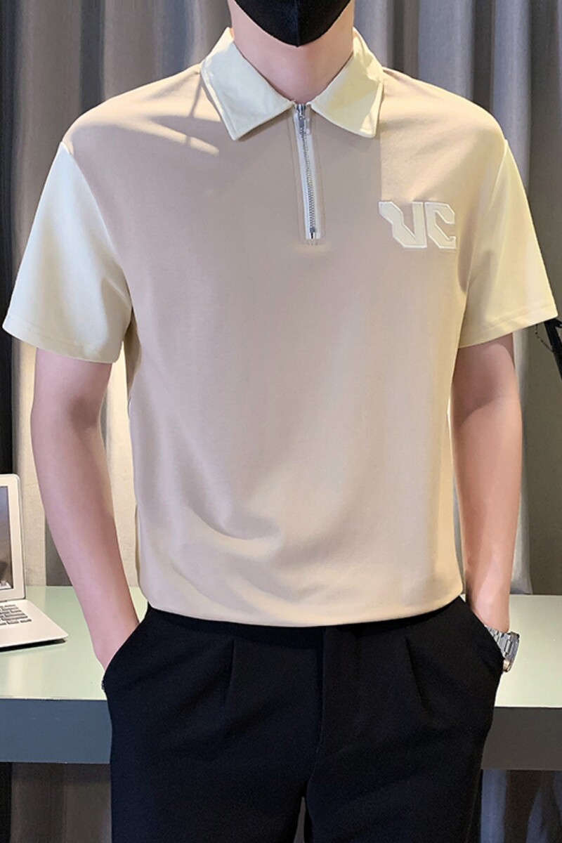 半拉链撞色POLO衫夏季短袖潮牌痞帅T恤2024新款男装半袖PL09-P58,男装Polo衫,电商D323（原B261）