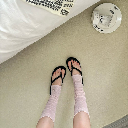 普提拉中筒袜女夏巨薄透气韩系长筒堆堆袜踩脚软糯超薄人字拖袜套