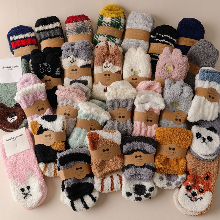 珊瑚绒袜子女袜女冬季加绒加厚保暖地板可爱卡通睡眠居家地板袜子,女士内衣/男士内衣/家居服,中筒袜,淘宝优惠券,粉丝福利购,淘宝优惠卷