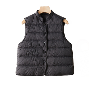 白鸭绒~轻暖小火炉 轻便立领短款羽绒马甲外套女2024年冬季新款