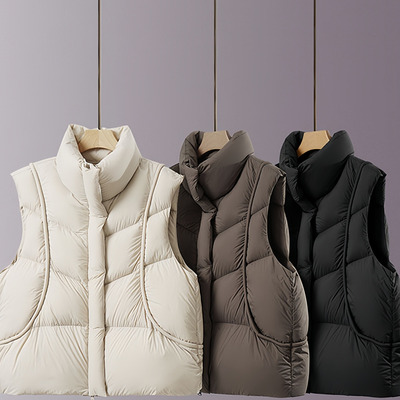 时髦到飞起！时尚立领保暖重泡芙羽绒马夹显瘦百搭羽绒马甲外穿