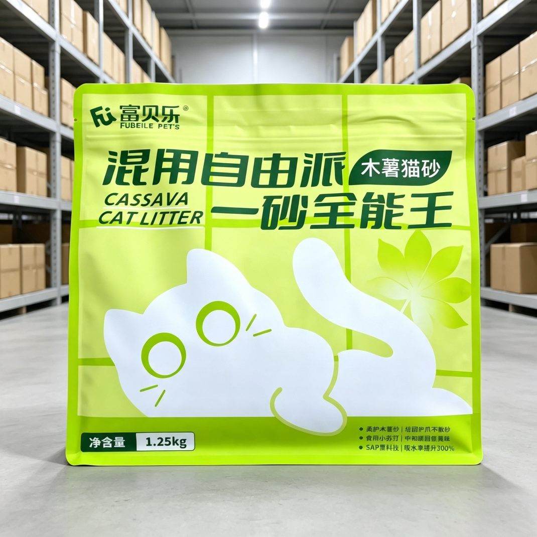富贝乐豆腐木薯混合猫砂1.25kg无尘吸水强效除臭天然植物猫砂10kg