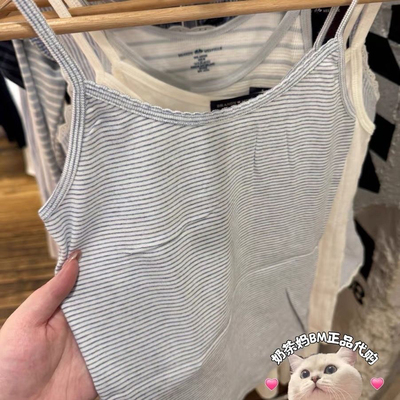 brandymelvillegirl新款细条纹背心t恤女BM美式纯棉短款吊带上衣