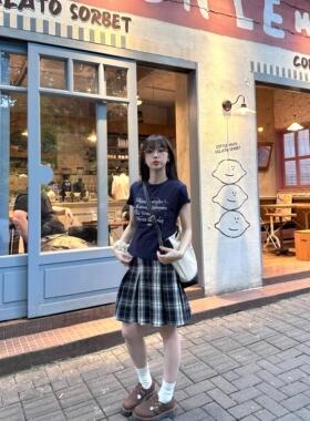美式复古格子辣妹jk街头百搭半身裙女夏季新款学院风甜美小众裙子