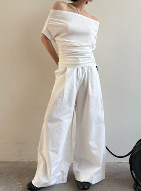 拖延症 / 黑色一字肩短袖t恤 露肩辣妹修身显瘦收腰上衣