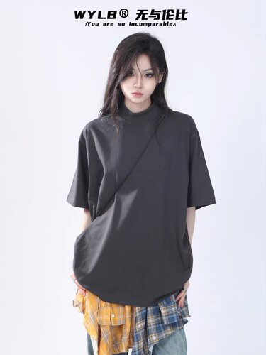 短袖青春活力青年半高领T恤