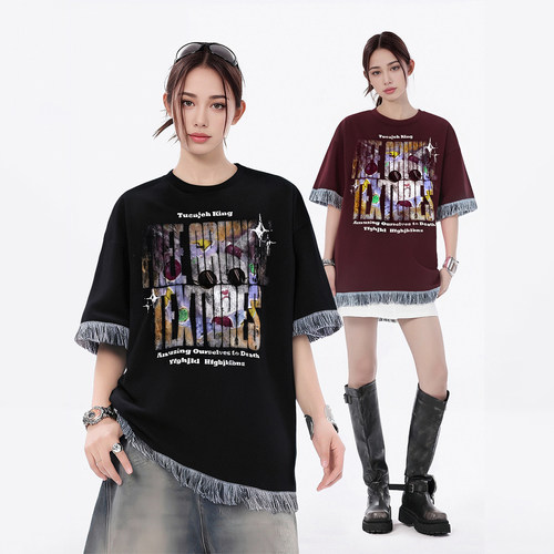 潮牌甜酷小猫印花短袖T恤女情侣