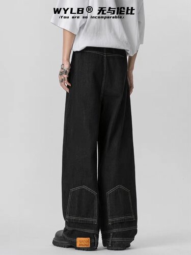 拉链长裤水洗四季倒装牛仔裤