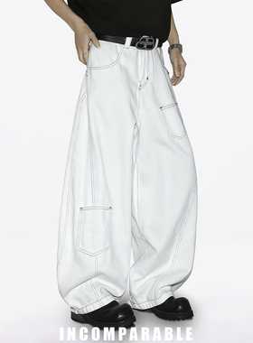 【iN】田栩宁同款美式潮牌弯刀牛仔裤男复古设计感多口袋宽松长裤