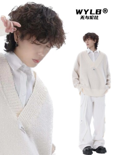 宽松毛衣V领百搭针织毛衣