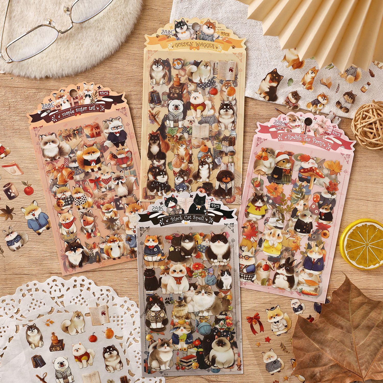 5件包邮毛绒物语切膜贴纸手账贴纸手账贴纸儿童贴纸pet手帐素材