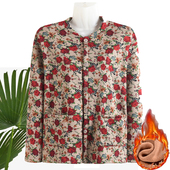 宽松遮肉保暖弹力长袖 妈妈秋冬加绒保暖开衫 女中老年人大码 上衣新