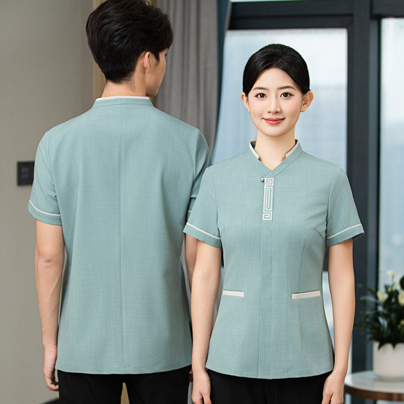 清洁工作服短袖T恤保洁夏装酒店客房服务员服装物业宾馆PA男女制