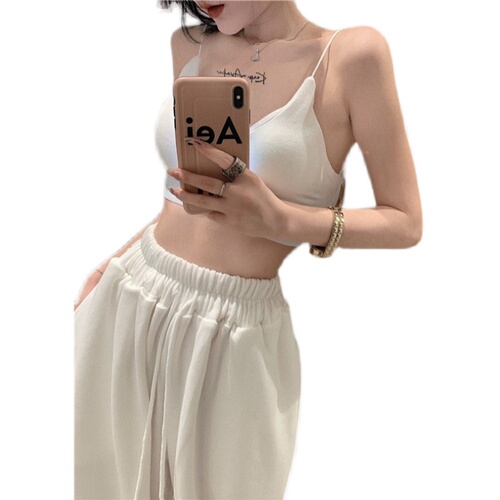 Net red casual white wide leg sports lantern pants women's loose legged high waist casual pants ins super hot