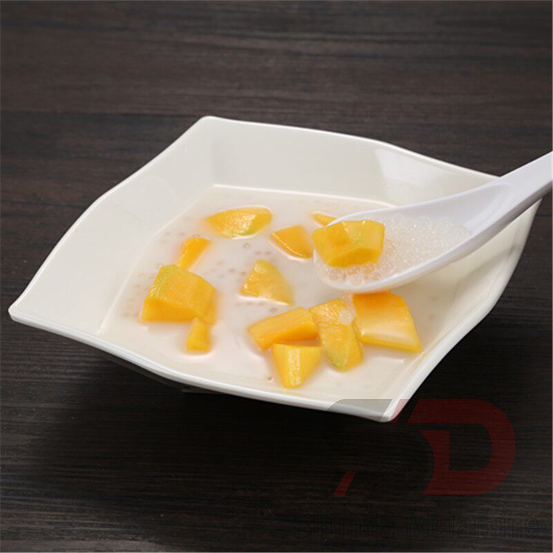 甜品碗塑料创意绵绵冰碗商用密胺白色防摔餐具四方糖水碗刨沙冰碗