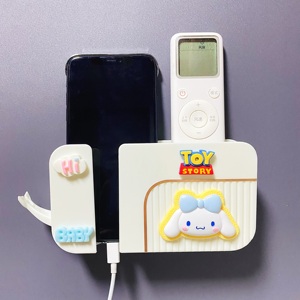 宿舍手机置物架床头墙上充电壁挂免打孔空调电视遥控器收纳盒可爱