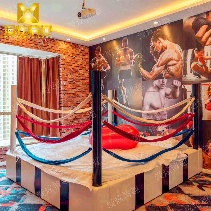 主题酒店电动床拳击擂台情趣床情侣宾馆水床铁艺架子床民宿公寓床