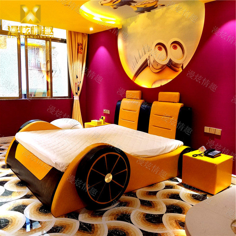 情侣酒店多功能汽车震动床主题宾馆情趣电动床垫家具公寓民宿水床
