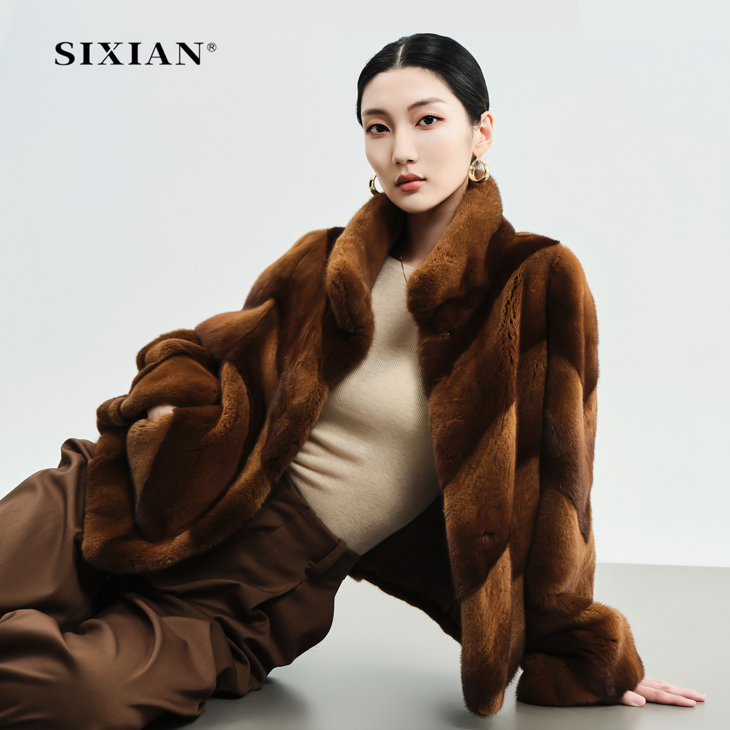 思线进口整貂真水貂毛皮草外套貂皮大衣2026立领斜排年轻新款女士