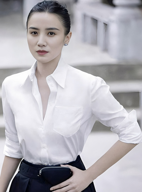 思线免烫抗皱白色衬衫女士长袖真丝衬衣桑蚕丝春夏季上衣2026新款