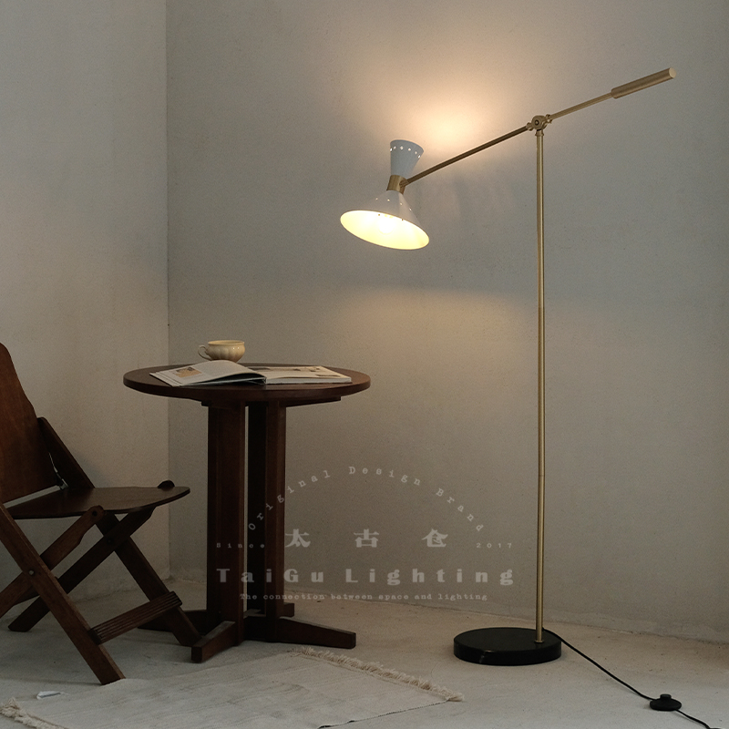 黄铜摆臂灯中古风落地灯