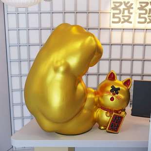 办公桌装饰摆件女生高端办公室新居创意轻奢高级招财猫摆件寓意好