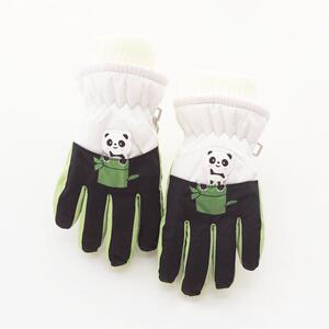 卡通小熊猫加绒加厚保暖玩雪手套