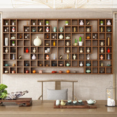 隔板壁挂造型置物架茶壶展示架实木格子架杯子架墙上博古架异形木