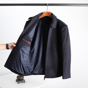 高端牛货 96绵羊毛 秋冬款男士纯色百搭翻领商务休闲毛呢夹克外套