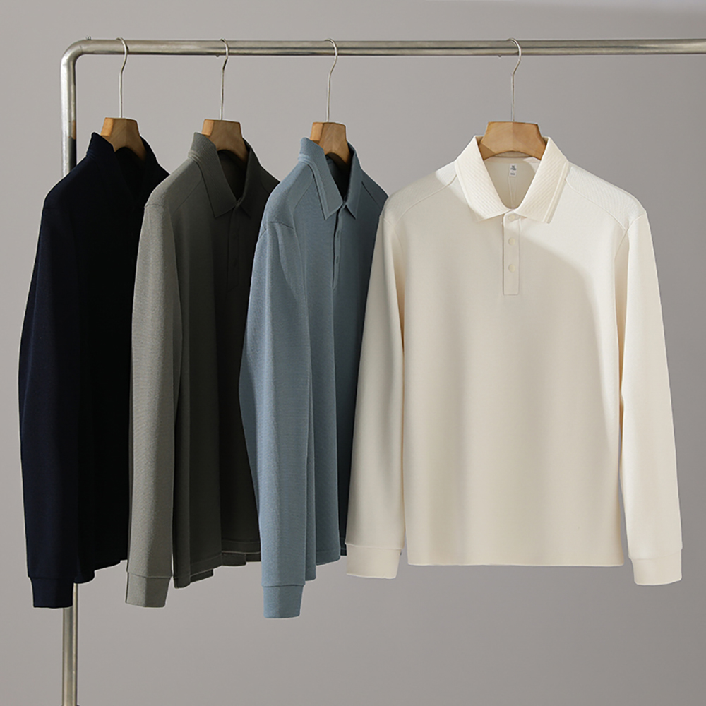 男士商务休闲翻领打底长袖POLO衫