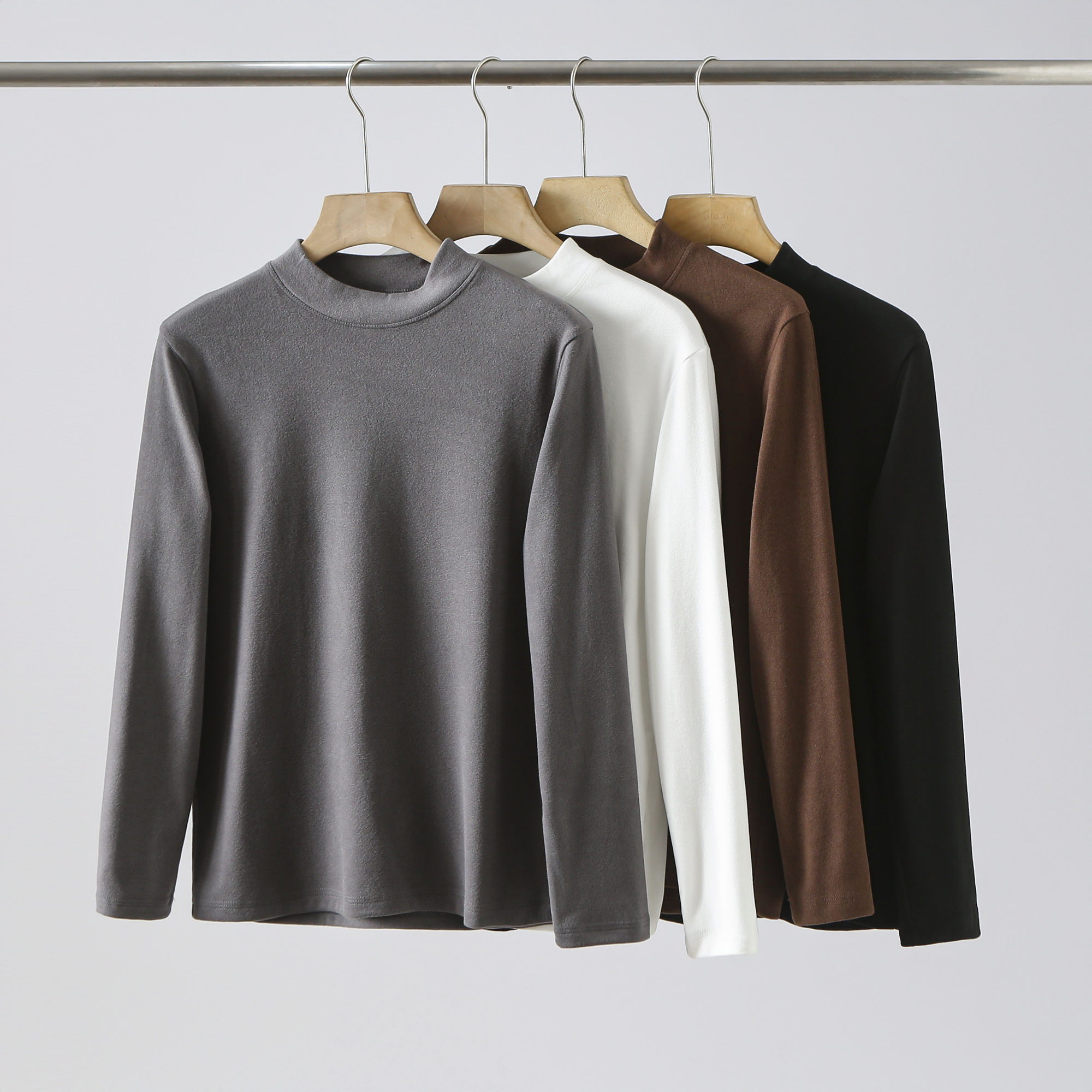 秋冬纯色百搭半高领打底长袖T恤