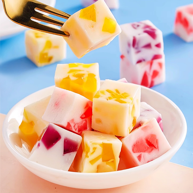 网红水果软糖混合乳酸菌袋装方块夹心软糖爆款糖果喜糖多口味可选