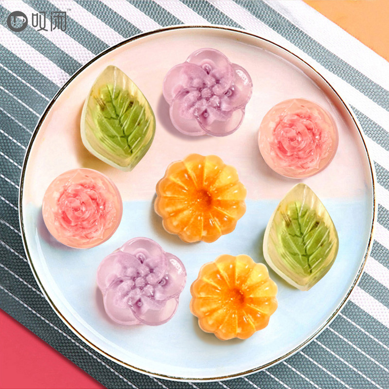 【买1送1】叹闲新港式宫廷水晶月饼水蜜桃水果味中秋送礼冰皮月饼