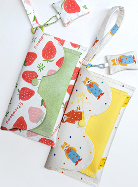 【澜栖手作】原创长款布艺全棉帆布熊熊钱包手拿包女手机包存钱包