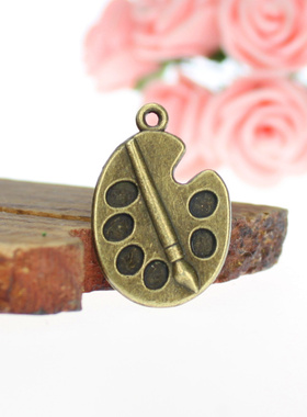 复古合金 28X19MM颜料盘 绘画工具 DIY饰品配件 古青