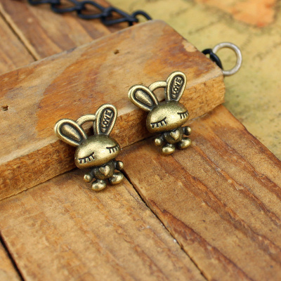 饰品配件 17X14MM合金立体小兔子 LOVE可爱兔 复古青铜