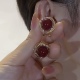红豆耳环复古港风高级感大气红色耳扣2024新款 潮银针耳钉爆款 耳饰
