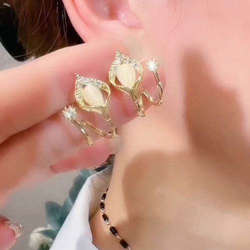 耳环银针女郁金香耳饰