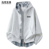 卫衣男士 休闲春装 春秋季 连帽男款 外套 2026新款 马克华菲假两件开衫