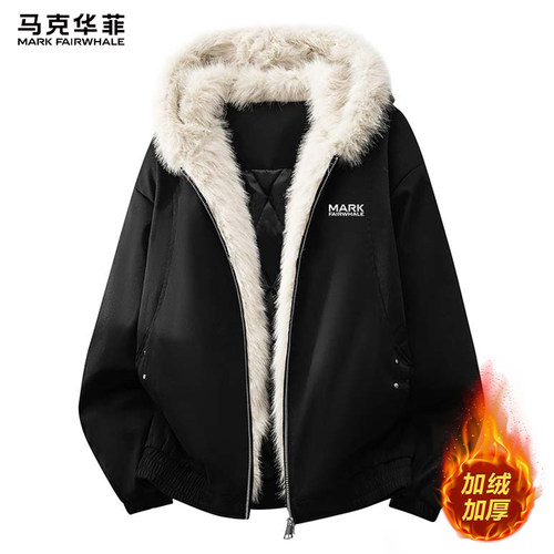 马克华菲连帽加绒加厚棉衣男