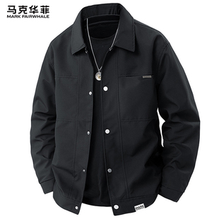 马克华菲美式翻领工装夹克男款2026新款春秋季男士上衣休闲外套