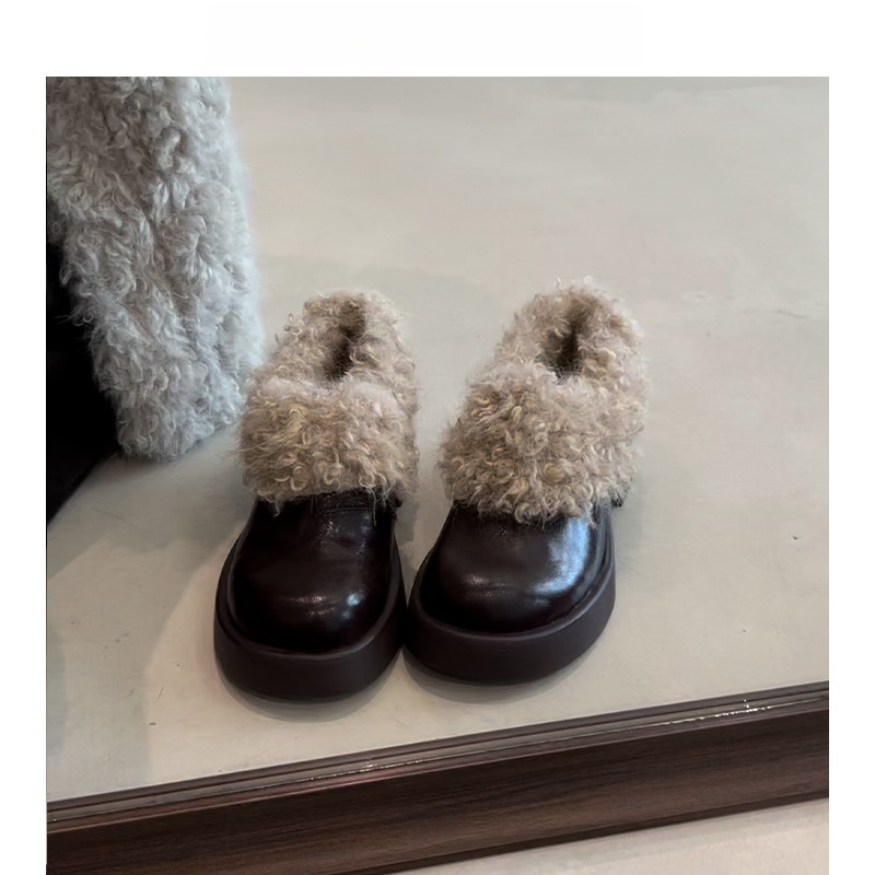 秋冬新款法式温柔厚底深口毛毛鞋