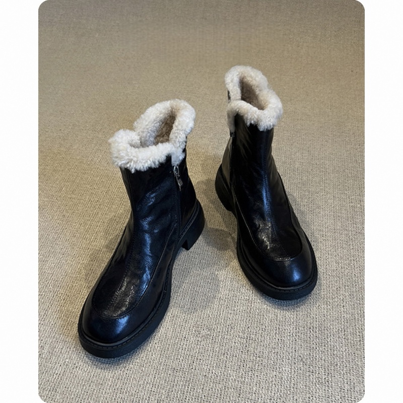 冬季英伦风厚底雪地靴女加绒棉鞋