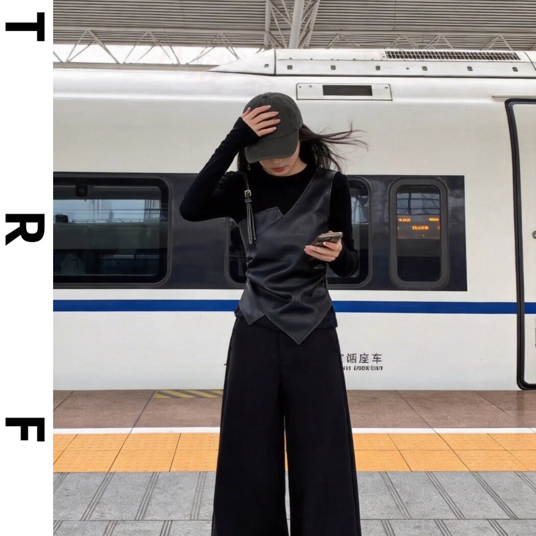 韩系2026超火穿搭一整套ootd穿搭套装假两件长袖女慵懒宽松阔腿裤