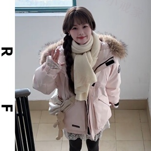 2026年新款冬季棉服女工装复古派克服学生宽松连帽棉服小个子外套